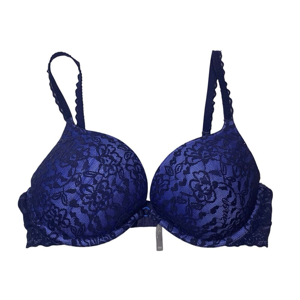 Aerie Women's Bra 34D Blue‎ Navy Lace Padded Lined Sexy